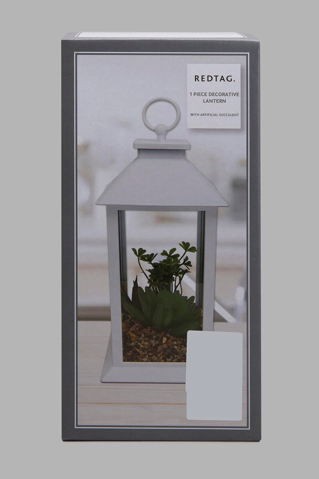 Redtag-White-Decorative-Lantern-with-Artificial-Succulent(Gift-Set)-Gift-Sets-Home-Decor-