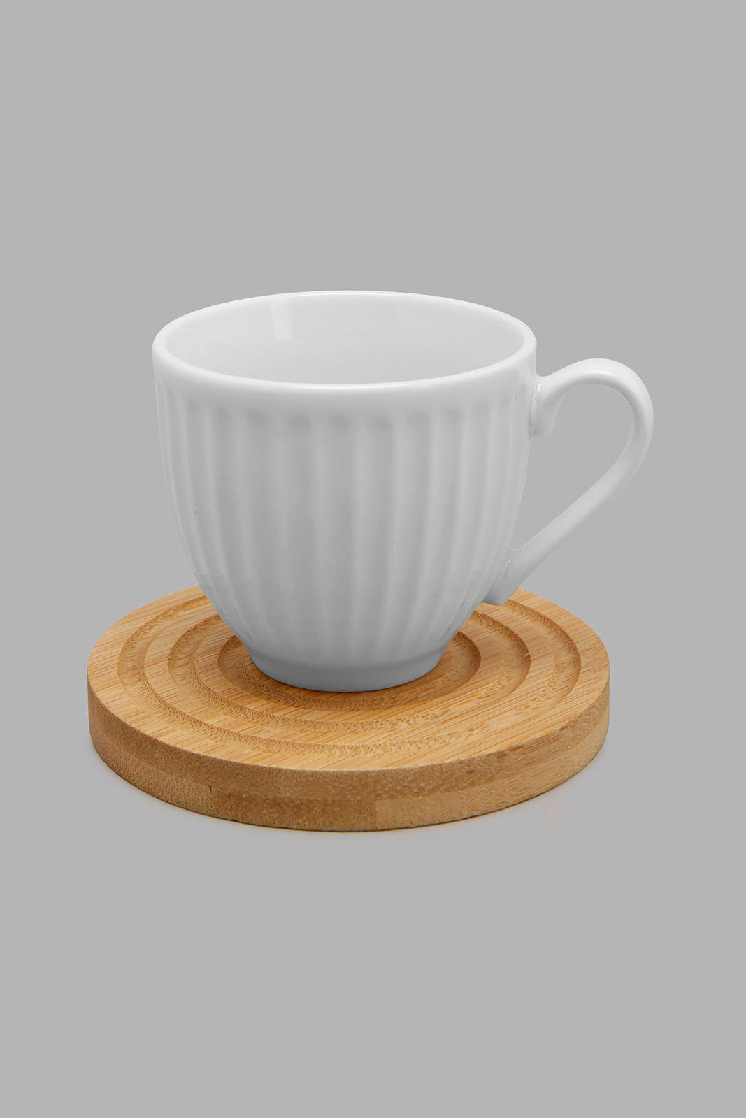 Redtag-White-Embossed-Espresso-Set-With-Bamboo-Coaster-And-Stand-(13-Piece)-Tea-Sets-Home-Dining-