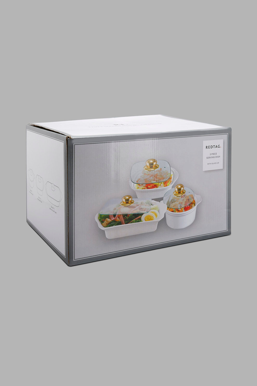 White Serving Dish With Glass Lid (6 Piece)