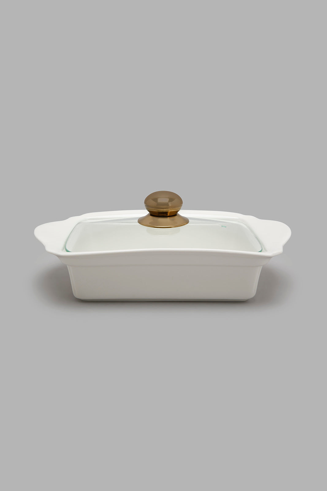 White Serving Dish With Glass Lid (6 Piece)