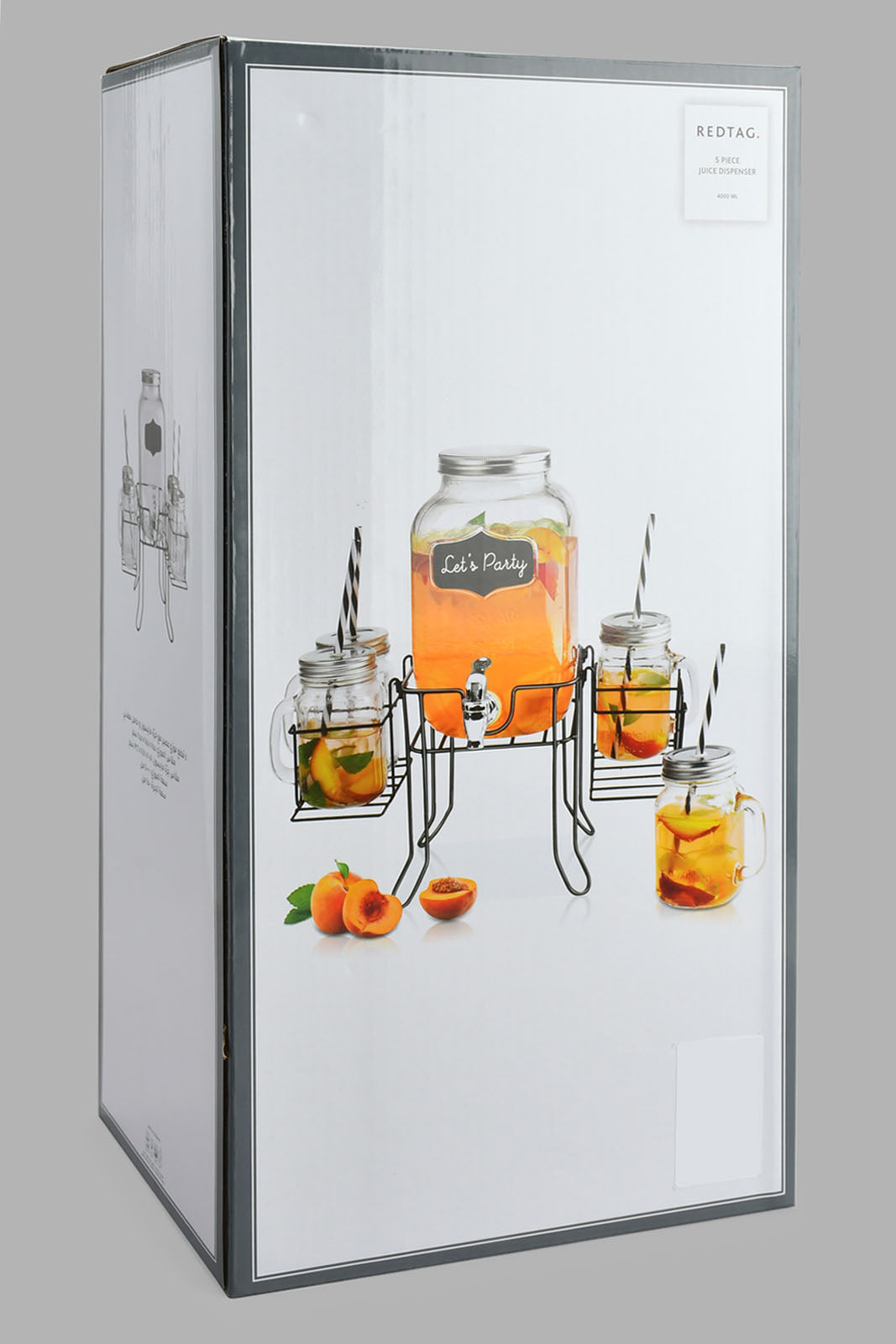 Redtag-Clear-Beverage-Dispenser-With-Mason-Jar-&-Stand-(5-Piece)-Beverage-Dispenser-Home-Dining-