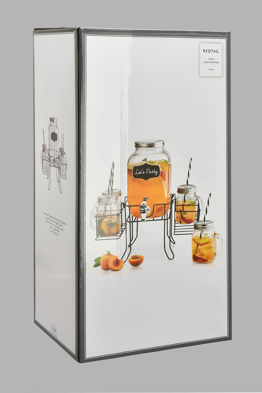 Redtag-Clear-Beverage-Dispenser-With-Mason-Jar-&-Stand-(5-Piece)-Beverage-Dispenser-Home-Dining-