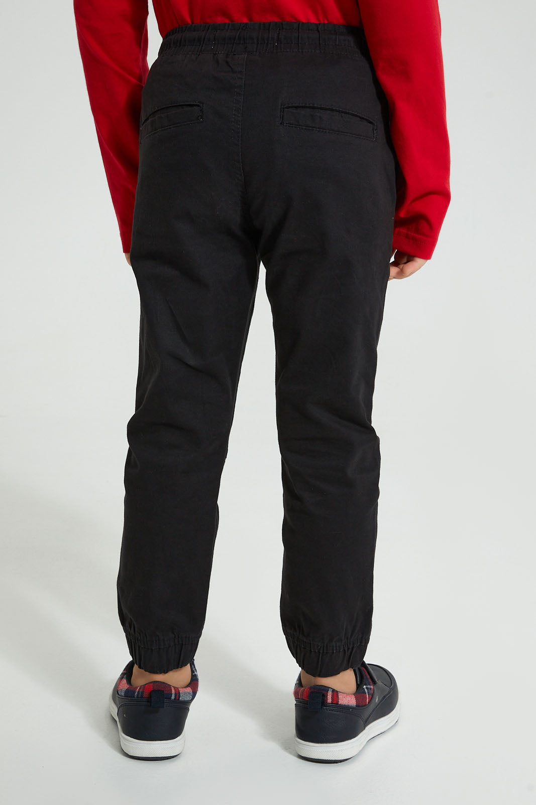 Redtag-Black-Pull-On-Stretch-Jogger-Trousers-Boys-2 to 8 Years