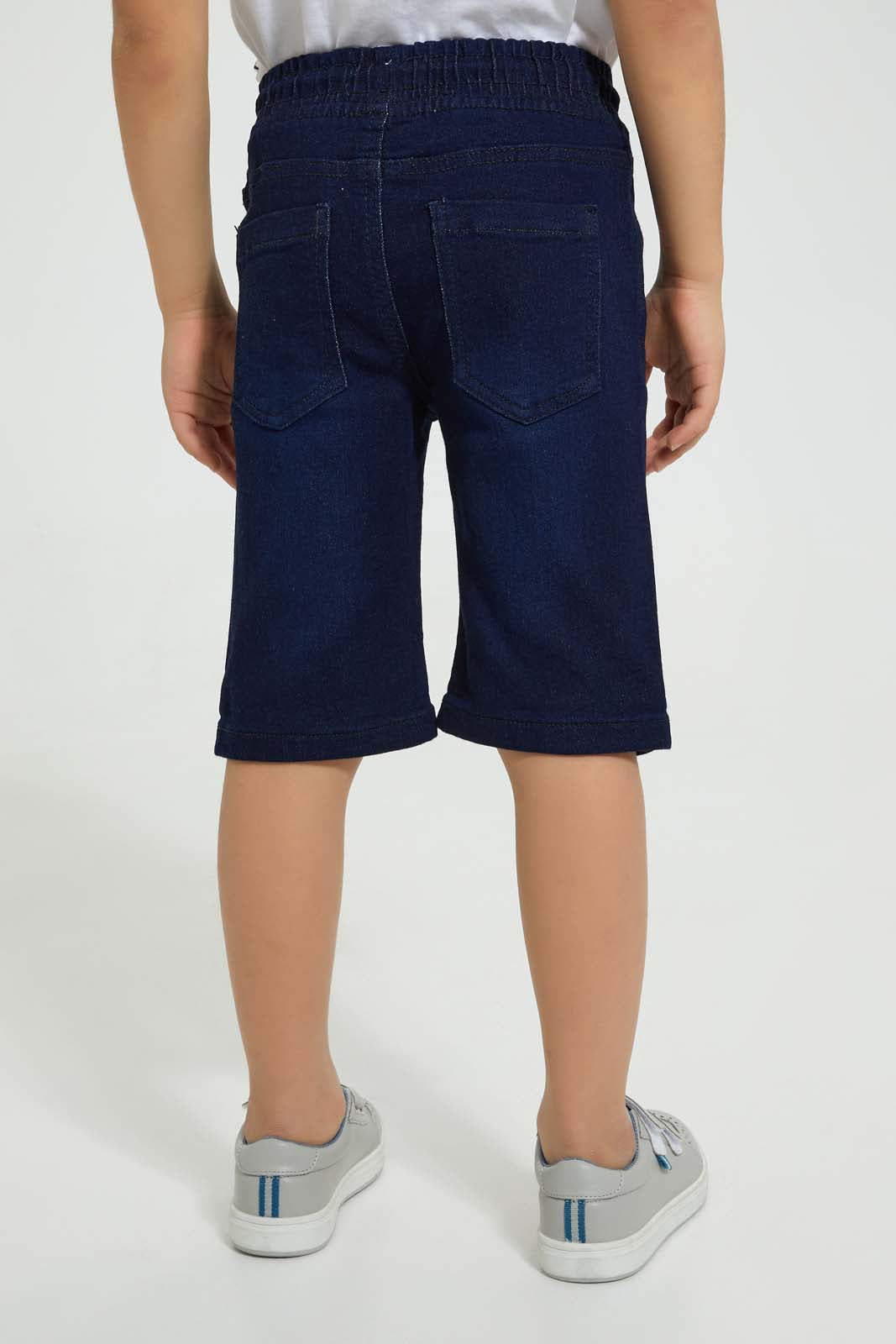 Redtag-Darkwash-Knit-Denim-Shorts-Denim-Shorts-Boys-2 to 8 Years