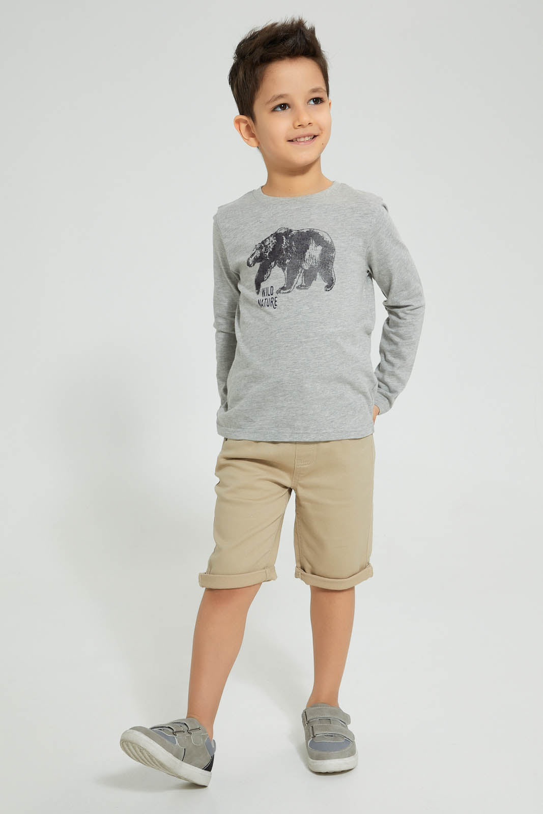 Redtag-Beige-Knit-Denim-Shorts-Boys-Shorts,-Colour:Beige,-Filter:Boys-(2-to-8-Yrs),-New-In,-New-In-BOY,-Non-Sale,-S22B,-Section:Kidswear,-TBL-Boys-2 to 8 Years