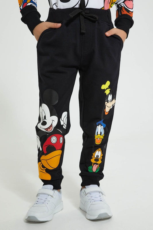 Redtag-Black-Mickey-Mouse-Jog-Pant-Joggers-Boys-2 to 8 Years
