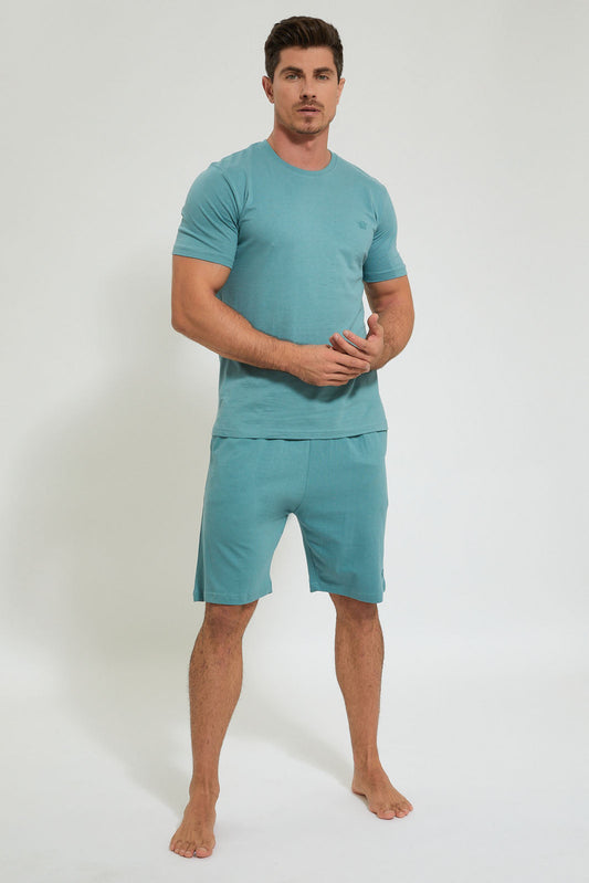 Redtag-Blue-Logo-Print-Pyjama-Set-Pyjama-Sets-Men's-