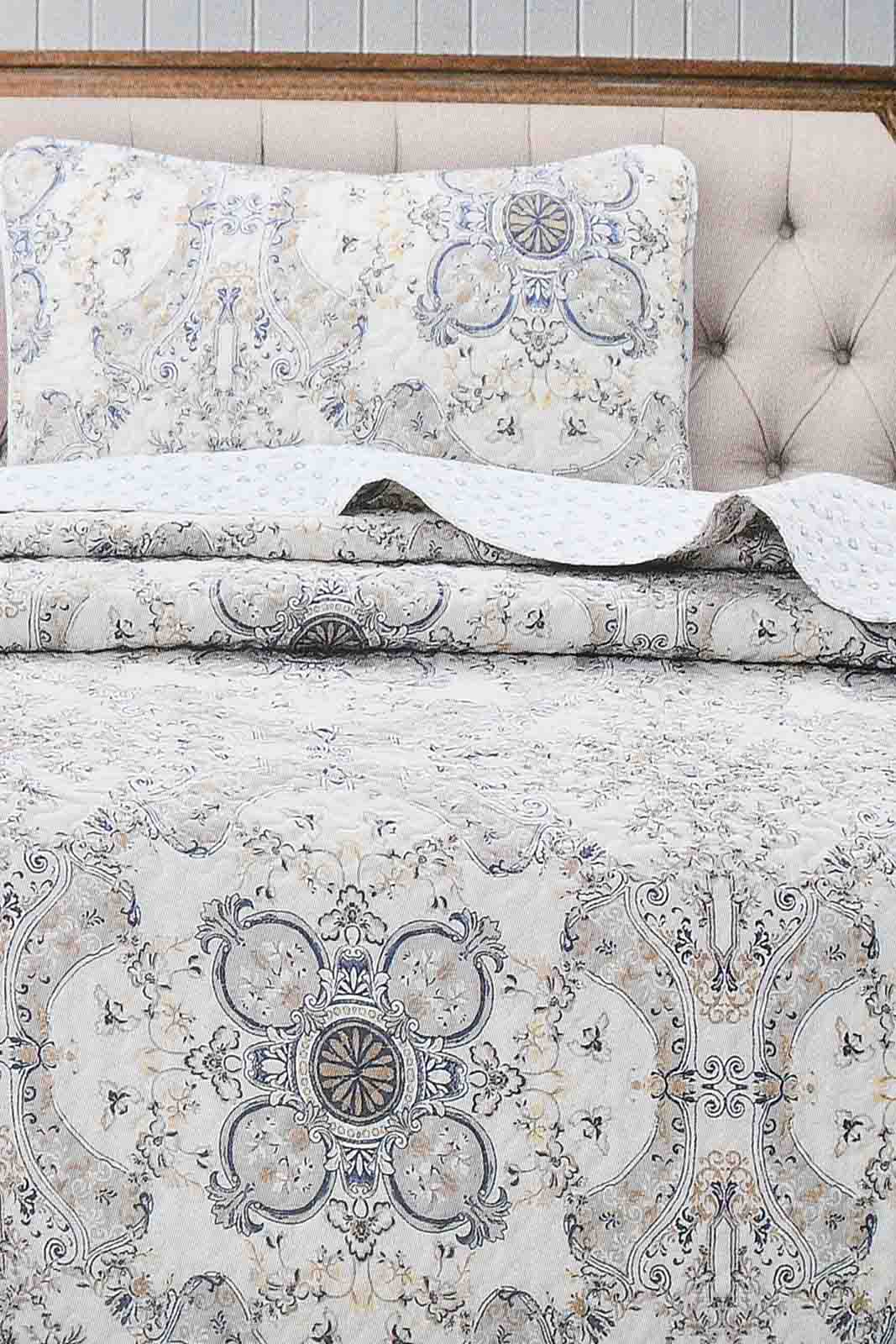 Redtag-Beige-Printed-2-Piece-Quilt-Set-(Single-Size)-Colour:Beige,-Filter:Home-Bedroom,-HMW-BED-Quilts,-New-In,-New-In-HMW-BED,-Non-Sale,-S22B,-Section:Homewares-Home-Bedroom-
