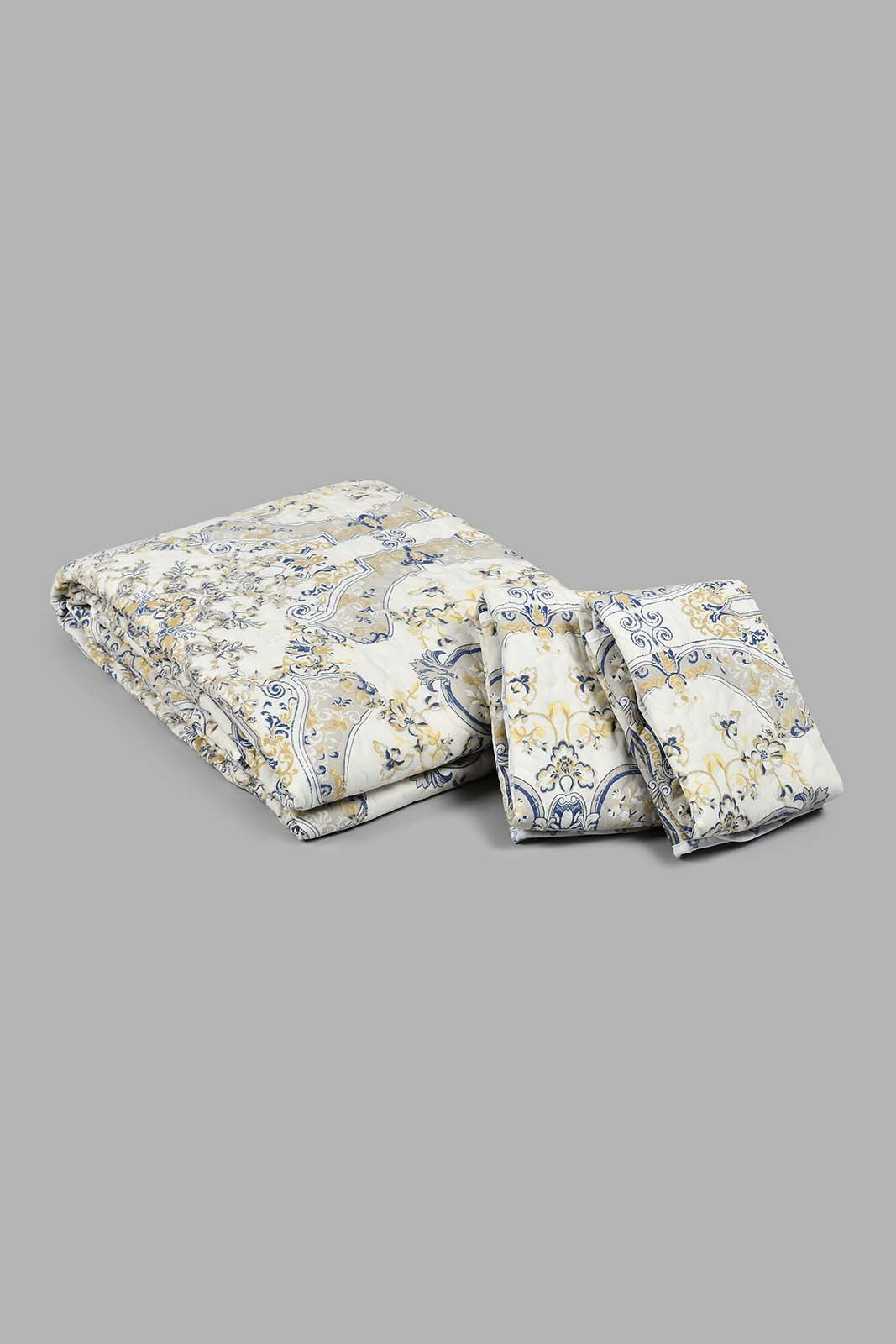 Redtag-Beige-Printed-3-Piece-Quilt-Set-(Double-Size)-Colour:Beige,-Filter:Home-Bedroom,-HMW-BED-Quilts,-New-In,-New-In-HMW-BED,-Non-Sale,-S22B,-Section:Homewares-Home-Bedroom-