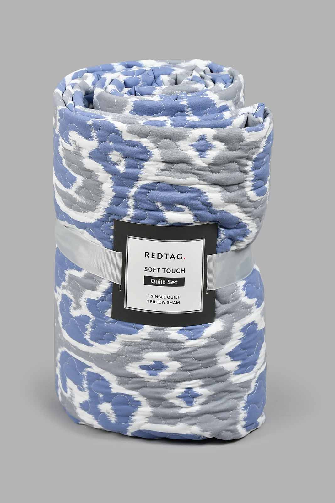 Redtag-Blue-Printed-2-Piece-Quilt-Set-(Single-Size)-Colour:Blue,-Filter:Home-Bedroom,-HMW-BED-Quilts,-New-In,-New-In-HMW-BED,-Non-Sale,-S22B,-Section:Homewares-Home-Bedroom-