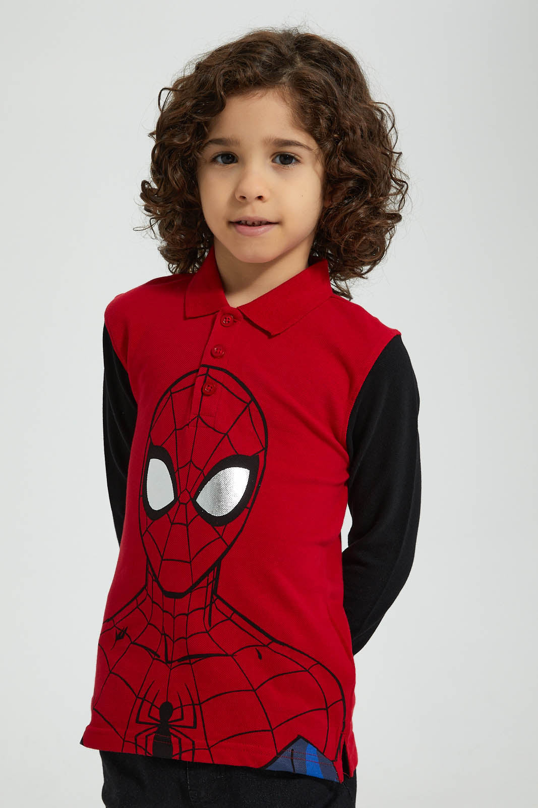 Redtag-Red-Spiderman-Polo-Shirt-Polo-Shirts-Boys-2 to 8 Years