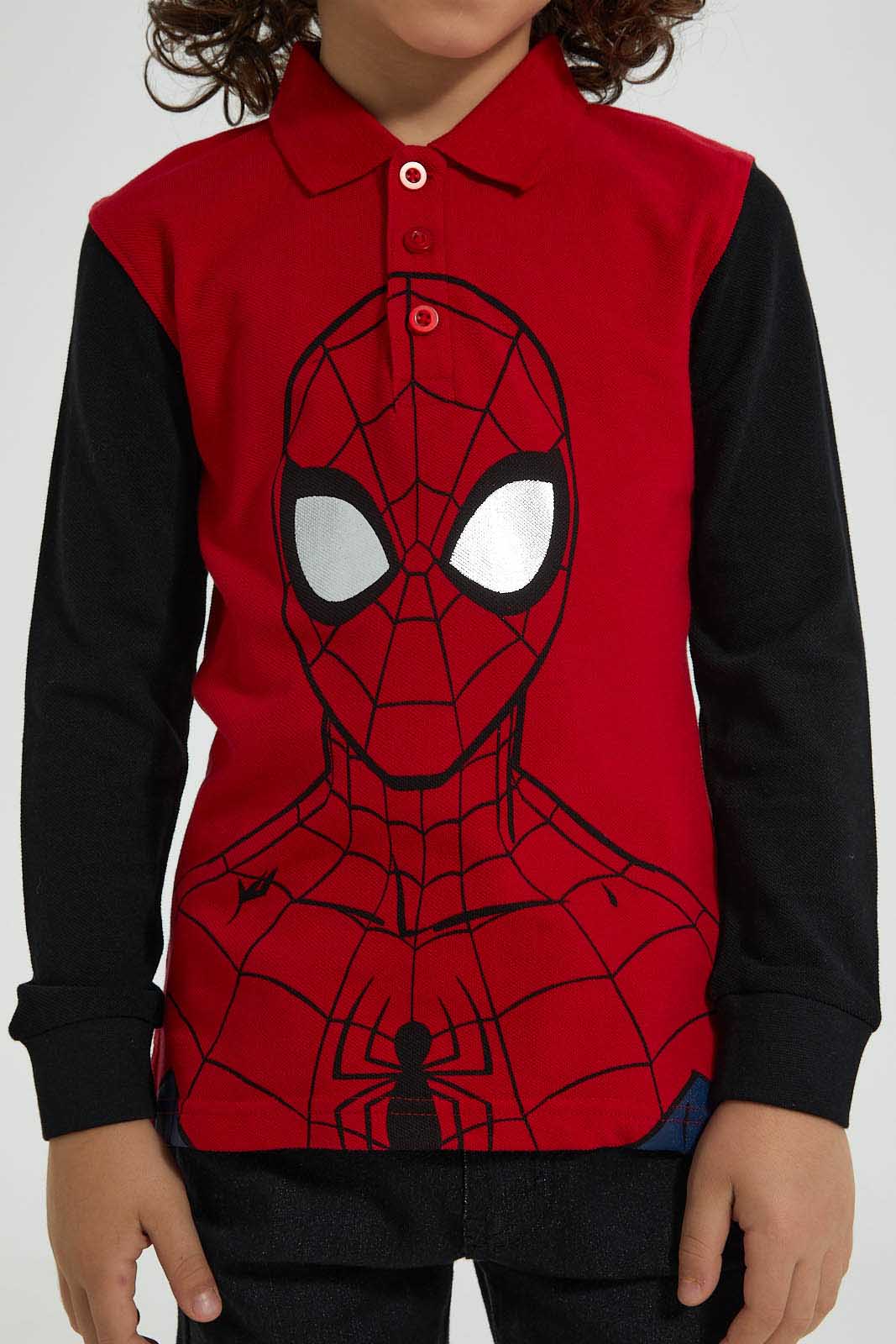 Redtag-Red-Spiderman-Polo-Shirt-Polo-Shirts-Boys-2 to 8 Years