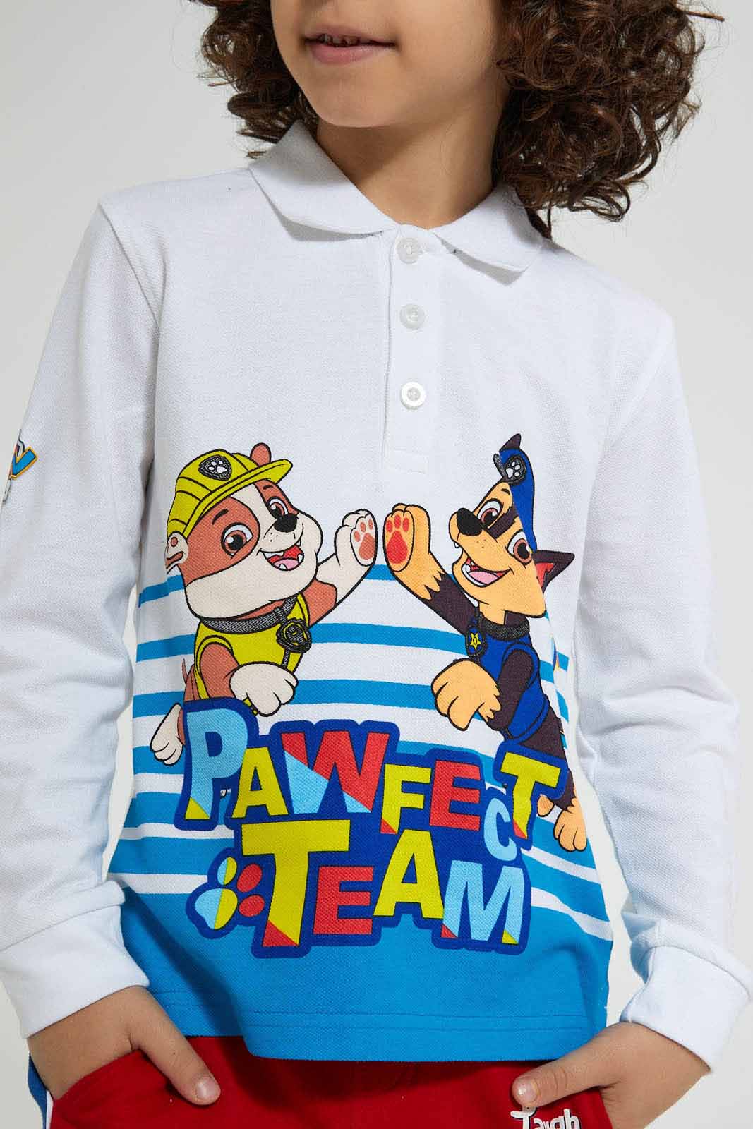 Redtag-White-Paw-Patrol-Polo-Shirt-Polo-Shirts-Boys-2 to 8 Years