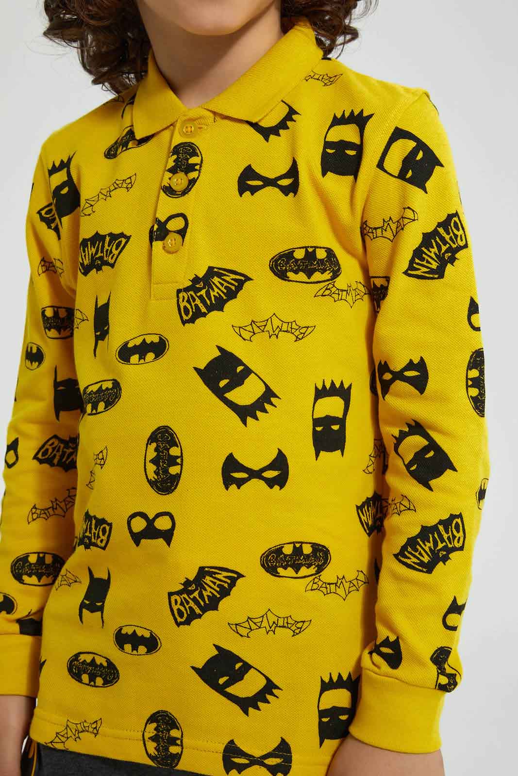 Redtag-Yellow-Batman-Printed-Polo-Shirt-Polo-Shirts-Boys-2 to 8 Years