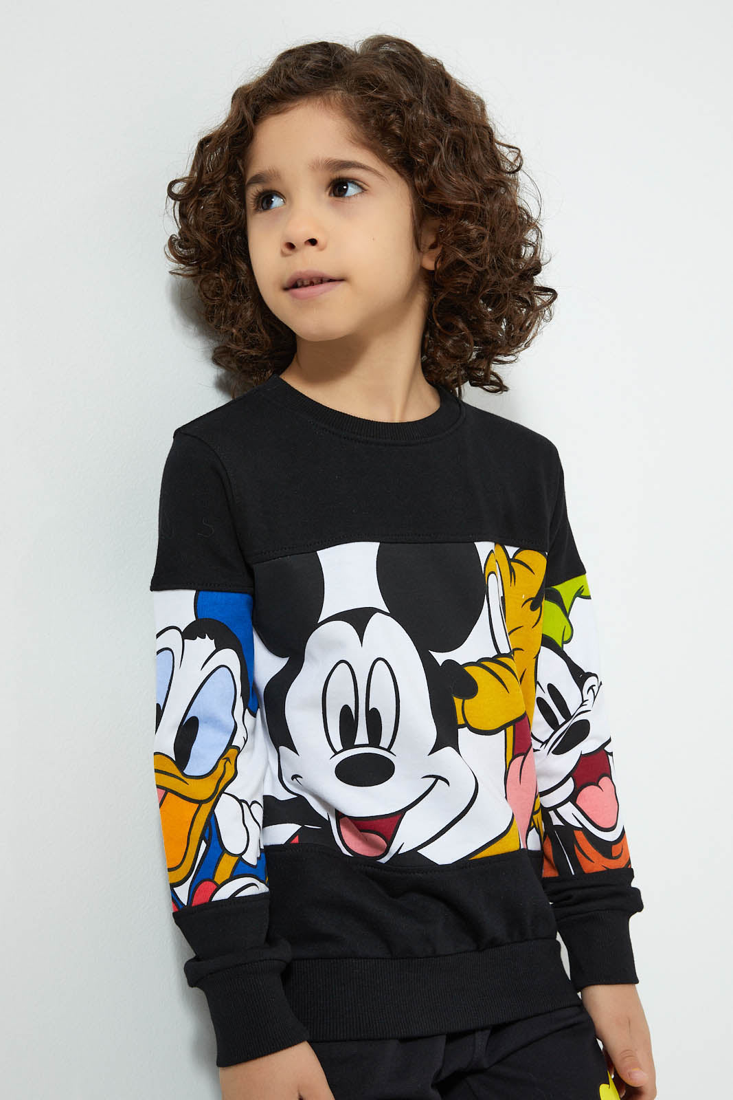Redtag-Black-Mickey-Mouse-Crew-Neck-Sweatshirt-Sweatshirts-Boys-2 to 8 Years