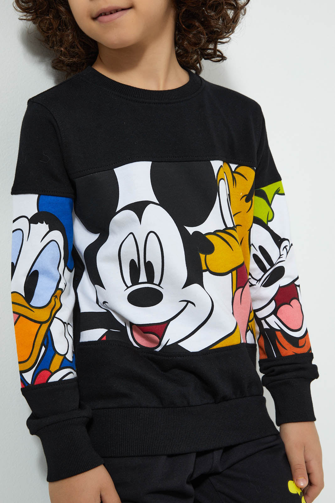 Redtag-Black-Mickey-Mouse-Crew-Neck-Sweatshirt-Sweatshirts-Boys-2 to 8 Years