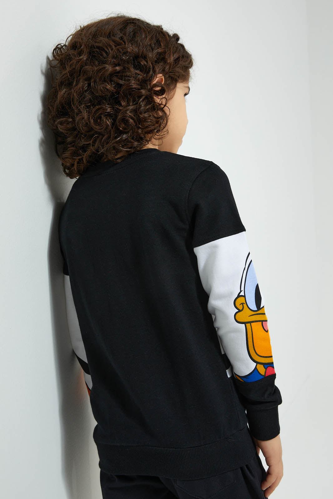 Redtag-Black-Mickey-Mouse-Crew-Neck-Sweatshirt-Sweatshirts-Boys-2 to 8 Years
