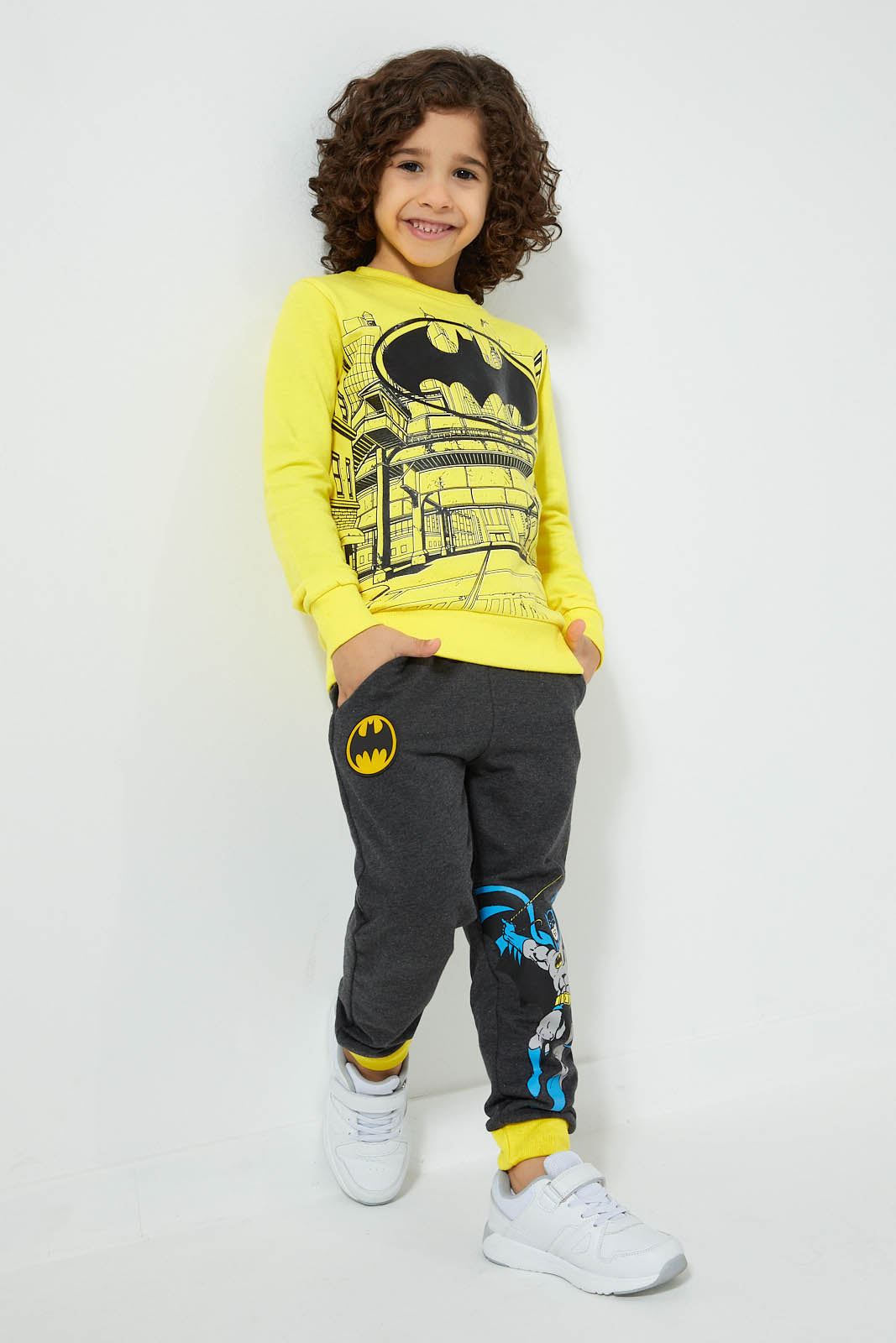 Redtag-Yellow-Batman-Crew-Neck-Sweatshirt-Sweatshirts-Boys-2 to 8 Years