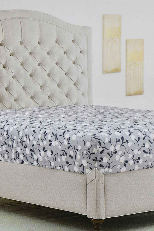 Redtag-Teal-Floral-Printed-Fitted-Sheet-(Twin-Size)-Fitted-Sheets-Home-Bedroom-