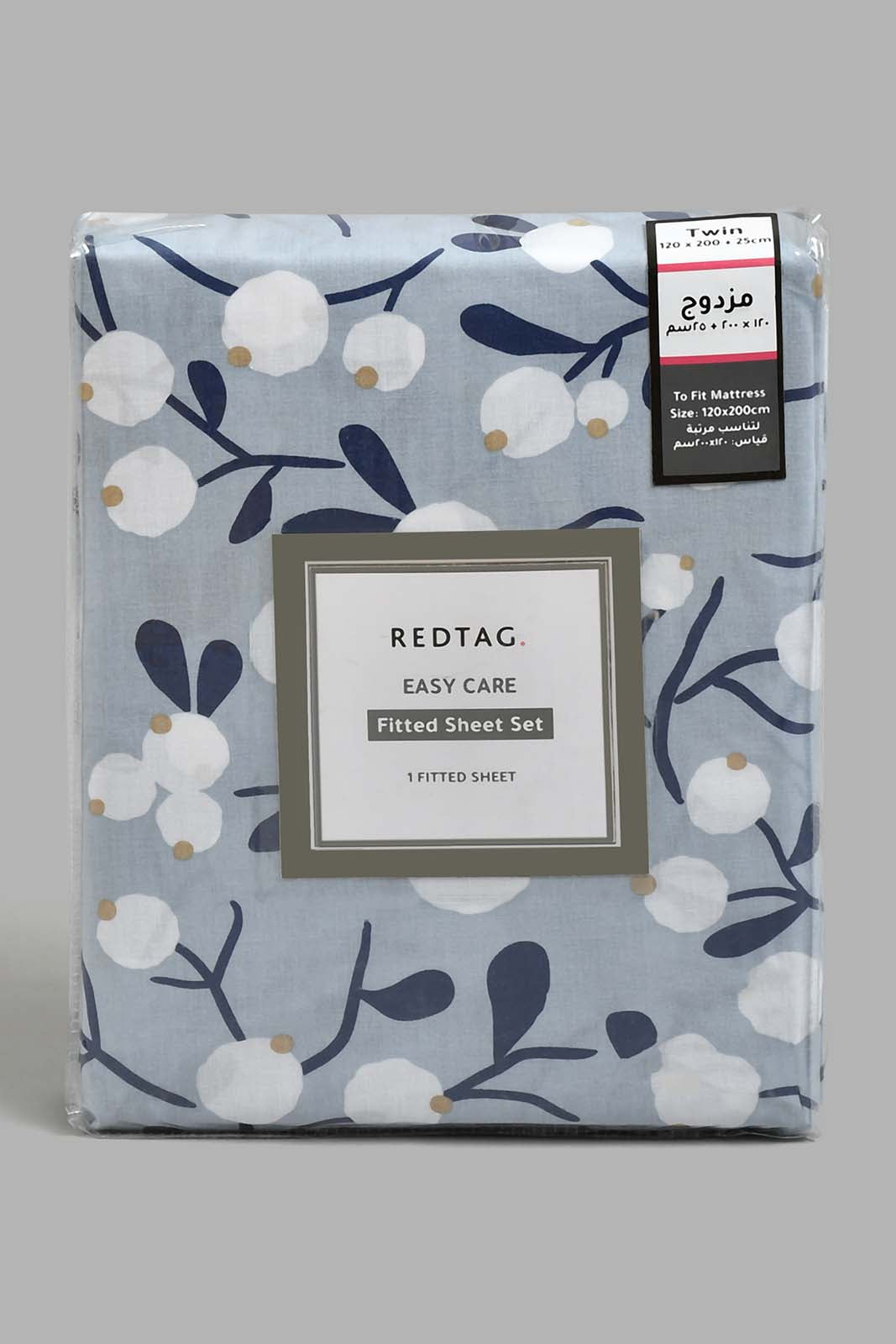 Redtag-Teal-Floral-Printed-Fitted-Sheet-(Twin-Size)-Fitted-Sheets-Home-Bedroom-