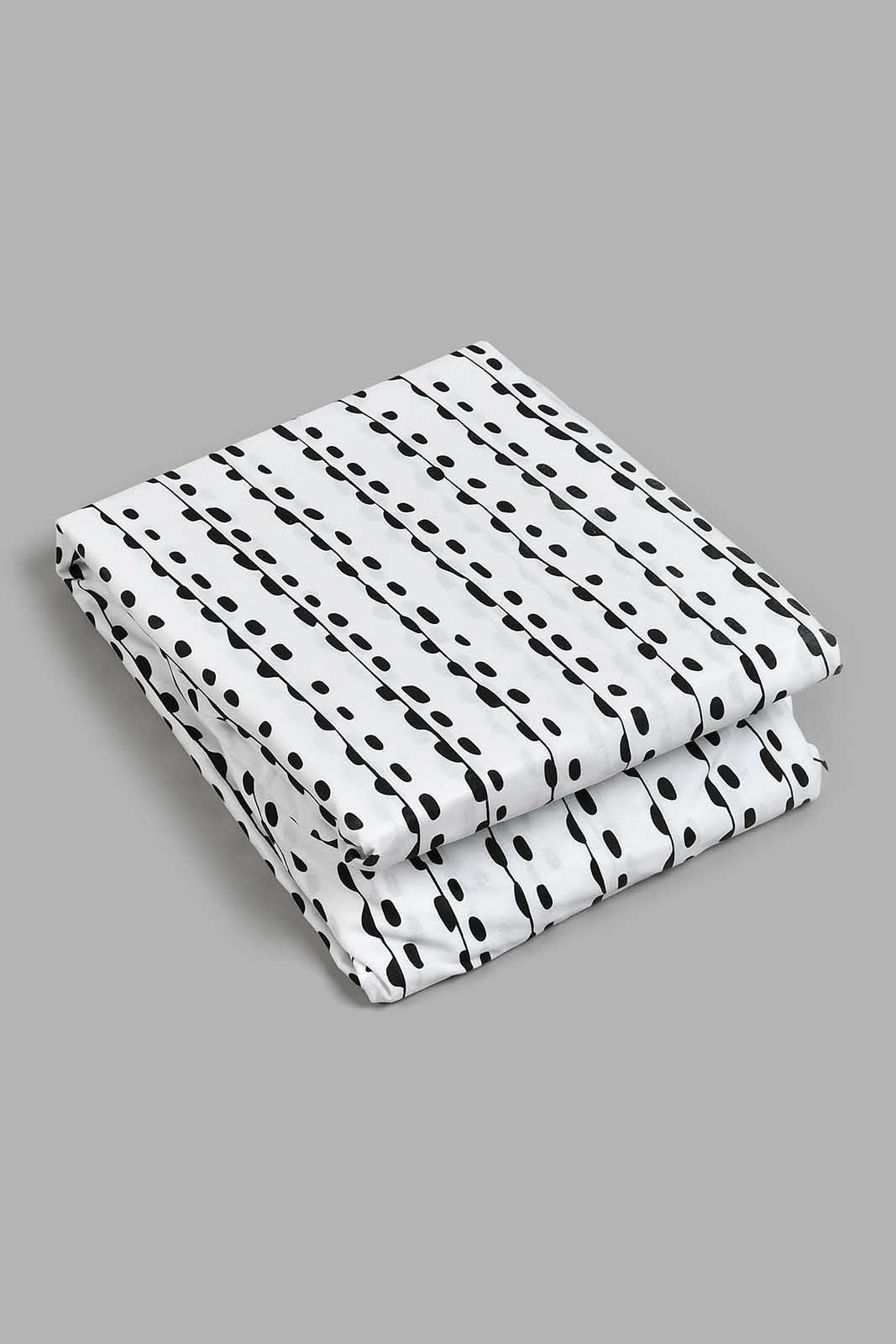 Redtag-White/Black-Stripe-Printed-Fitted-Sheet-(Twin-Size)-Fitted-Sheets-Home-Bedroom-