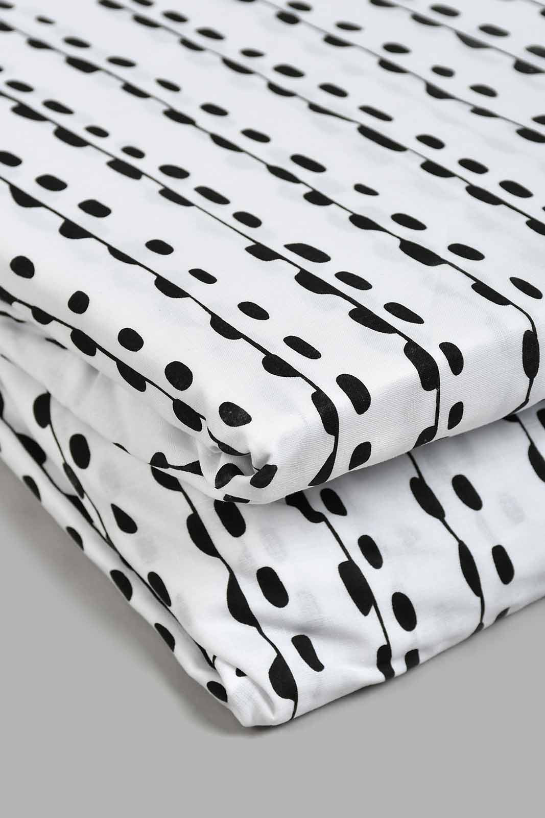 Redtag-White/Black-Stripe-Printed-Fitted-Sheet-(Twin-Size)-Fitted-Sheets-Home-Bedroom-