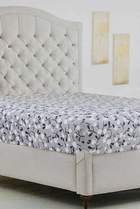 Redtag-Teal-Floral-Printed-Fitted-Sheet-(King-Size)-Fitted-Sheets-Home-Bedroom-