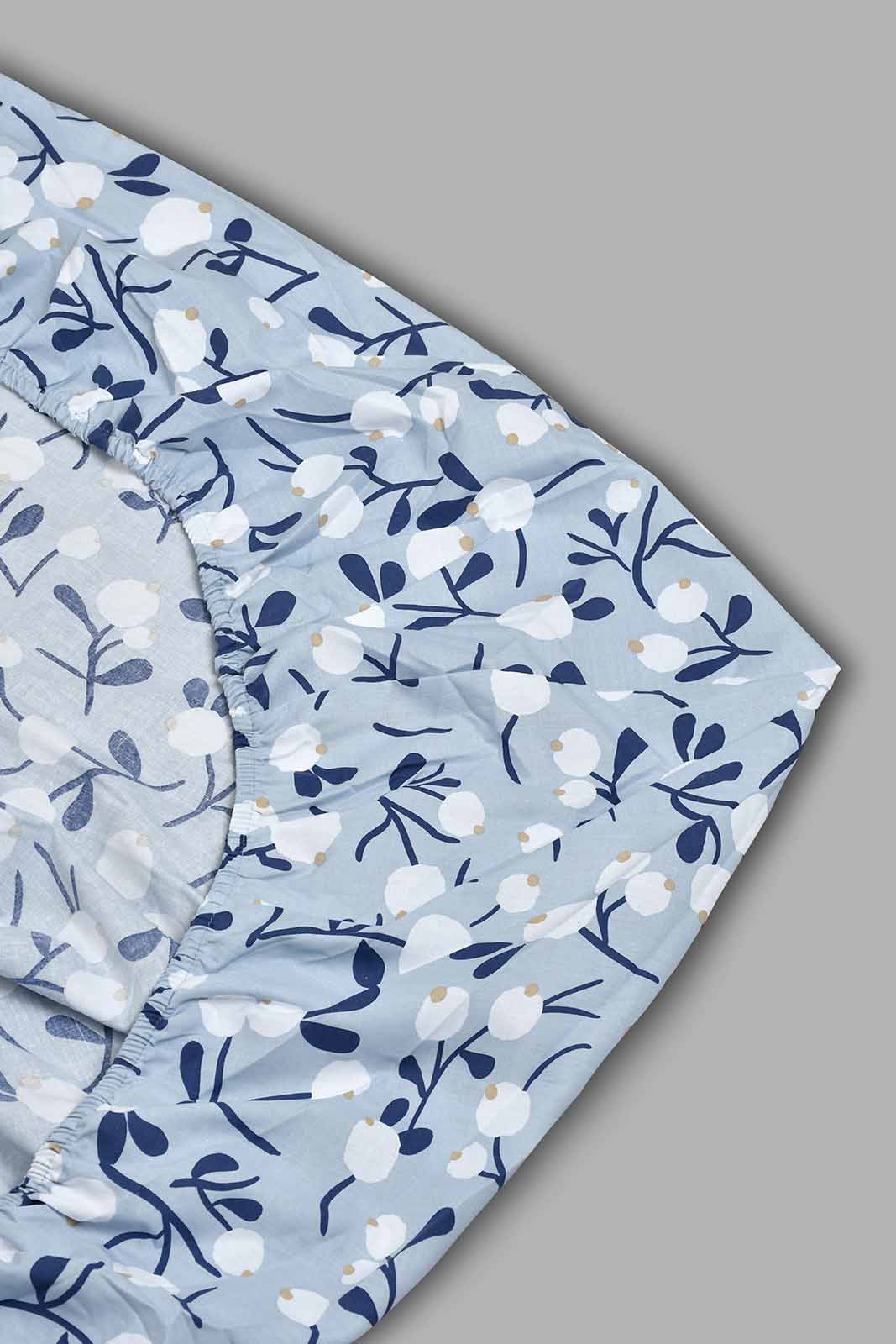 Redtag-Teal-Floral-Printed-Fitted-Sheet-(King-Size)-Fitted-Sheets-Home-Bedroom-