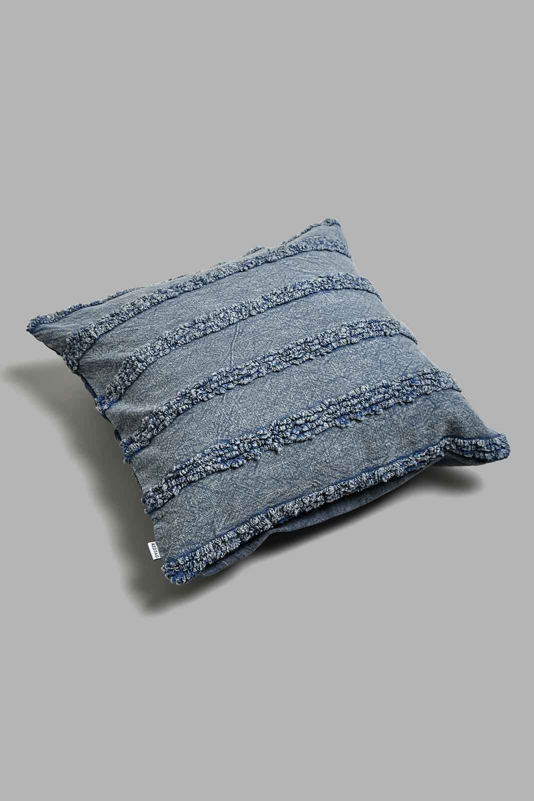 Redtag-Blue-Tuffted-Embroidery-Cushion-BED-PHANTASMAGORIA-2,-Colour:Blue,-Filter:Home-Bedroom,-HMW-BED-Cushions,-New-In,-New-In-HMW-BED,-Non-Sale,-S22A,-Section:Homewares-Home-Bedroom-
