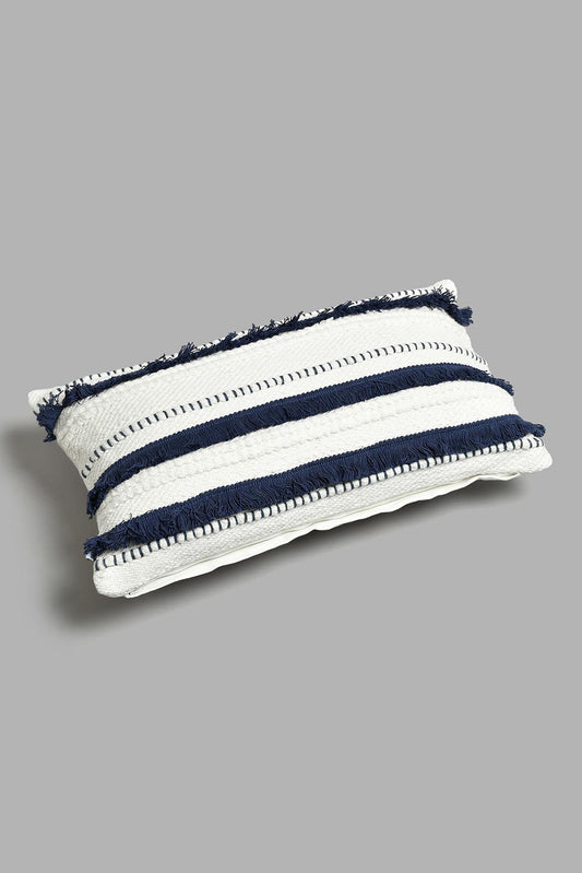 Redtag-Blue/Cream-Hand-Capped-Cushion-BED-PHANTASMAGORIA-2,-Colour:Blue,-Filter:Home-Bedroom,-HMW-BED-Cushions,-New-In,-New-In-HMW-BED,-Non-Sale,-S22A,-Section:Homewares-Home-Bedroom-
