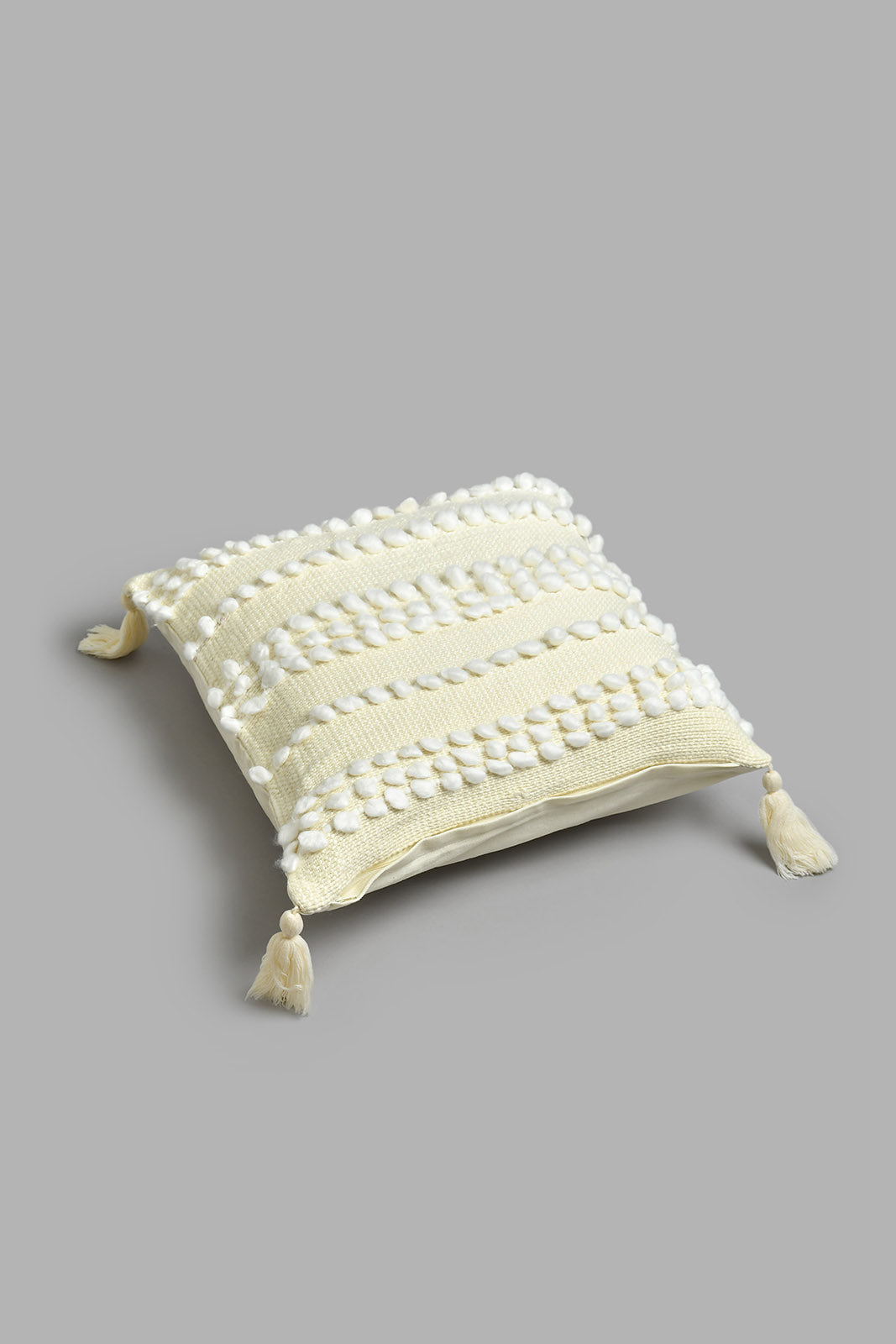 Redtag-Off-White-Wool-Loop-Embroidery-Cushion-BED-PHANTASMAGORIA-3,-Colour:White,-Filter:Home-Bedroom,-HMW-BED-Cushions,-New-In,-New-In-HMW-BED,-Non-Sale,-S22A,-Section:Homewares-Home-Bedroom-