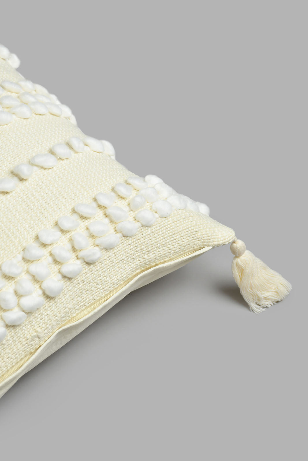 Redtag-Off-White-Wool-Loop-Embroidery-Cushion-BED-PHANTASMAGORIA-3,-Colour:White,-Filter:Home-Bedroom,-HMW-BED-Cushions,-New-In,-New-In-HMW-BED,-Non-Sale,-S22A,-Section:Homewares-Home-Bedroom-