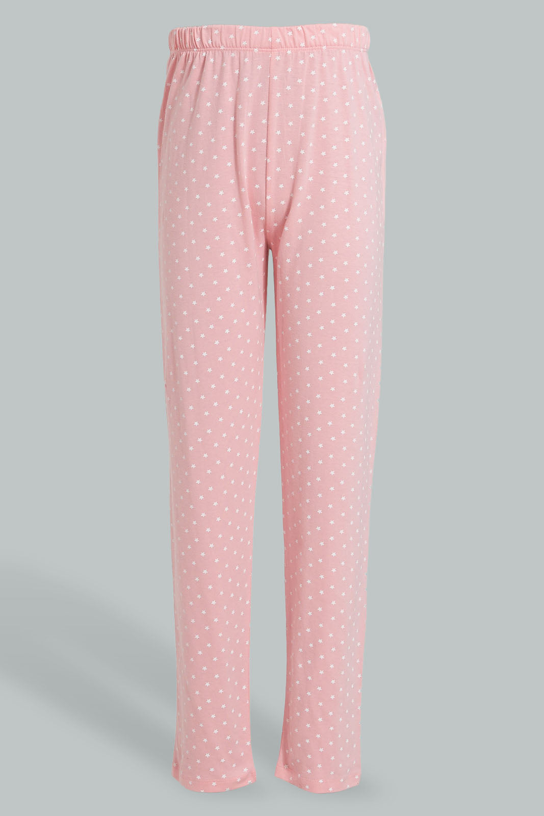 Redtag-Pink/Black-Tea-Chest-Print-Top-And-Pink/White-Overall-Star-Print-Pjset-Pyjama-Sets-Senior-Girls-9 to 14 Years