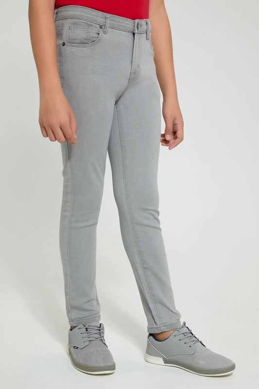 Redtag-Grey-Basic-365-Jean-Jeans-Slim-Fit-Senior-Boys-9 to 14 Years