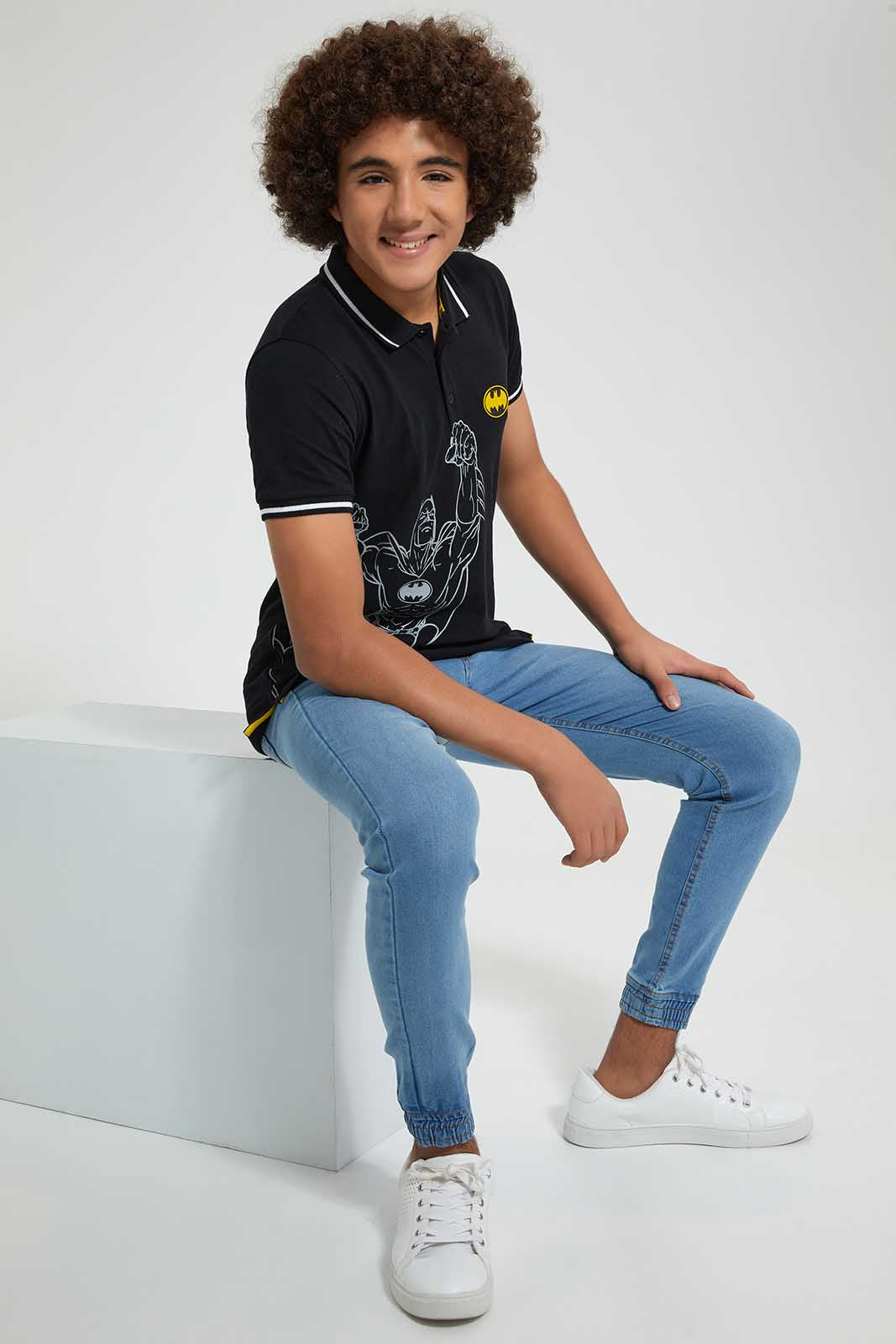 Redtag-Blue-Jeans-With-Waistband-Jeans-Regular-Fit-Senior-Boys-9 to 14 Years