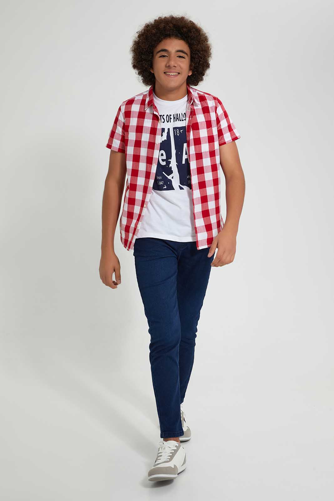 Redtag-Navy-Pull-On-Jeans-Jeans-Regular-Fit-Senior-Boys-9 to 14 Years