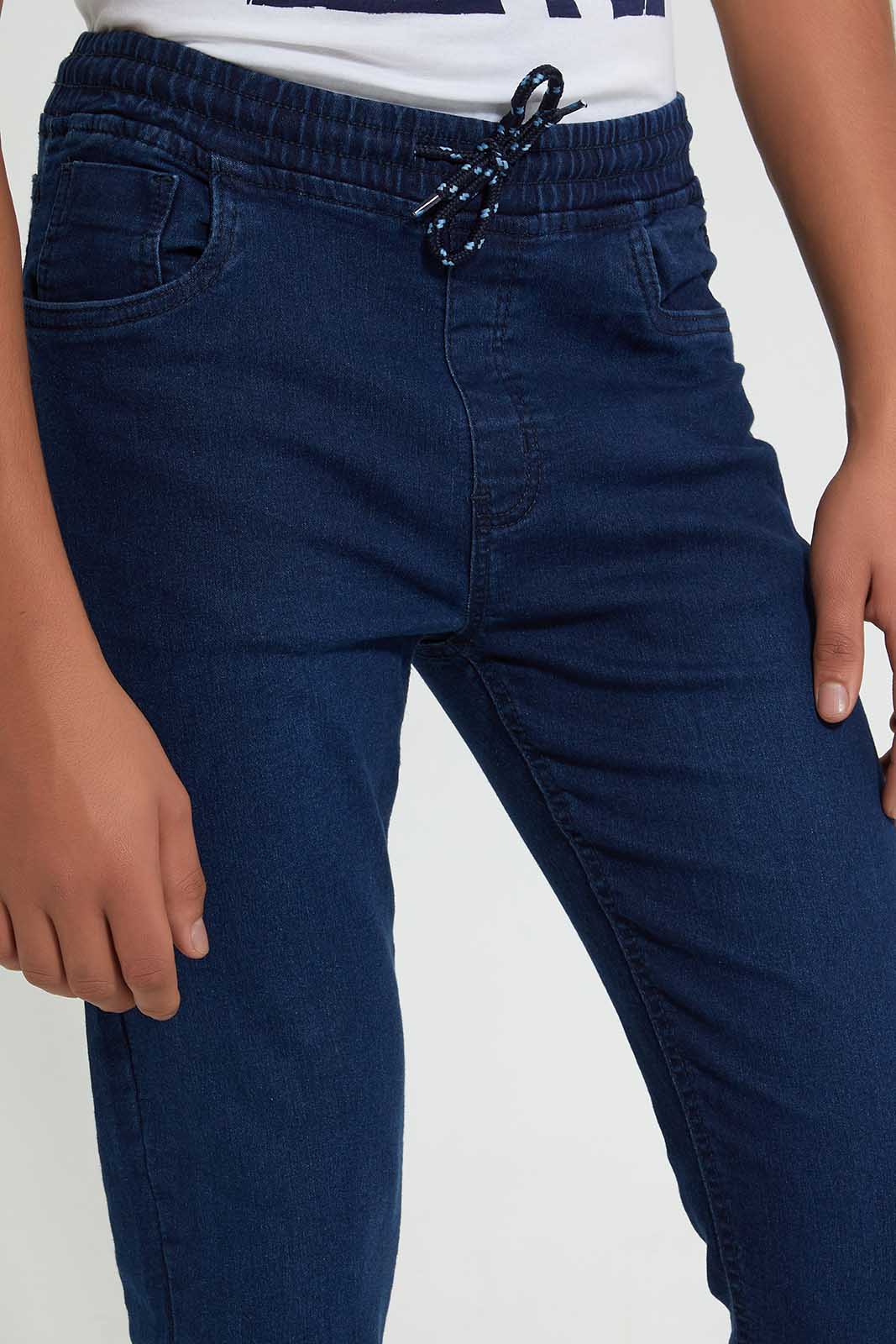 Redtag-Navy-Pull-On-Jeans-Jeans-Regular-Fit-Senior-Boys-9 to 14 Years