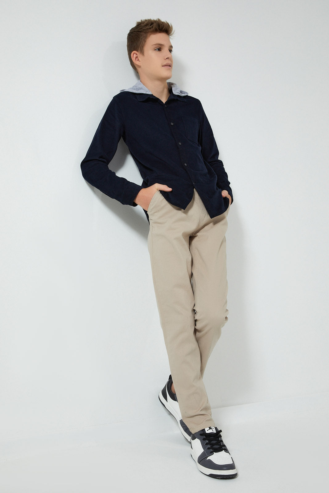Redtag-Beige-Pull-On-Trouser-Joggers-Senior-Boys-9 to 14 Years