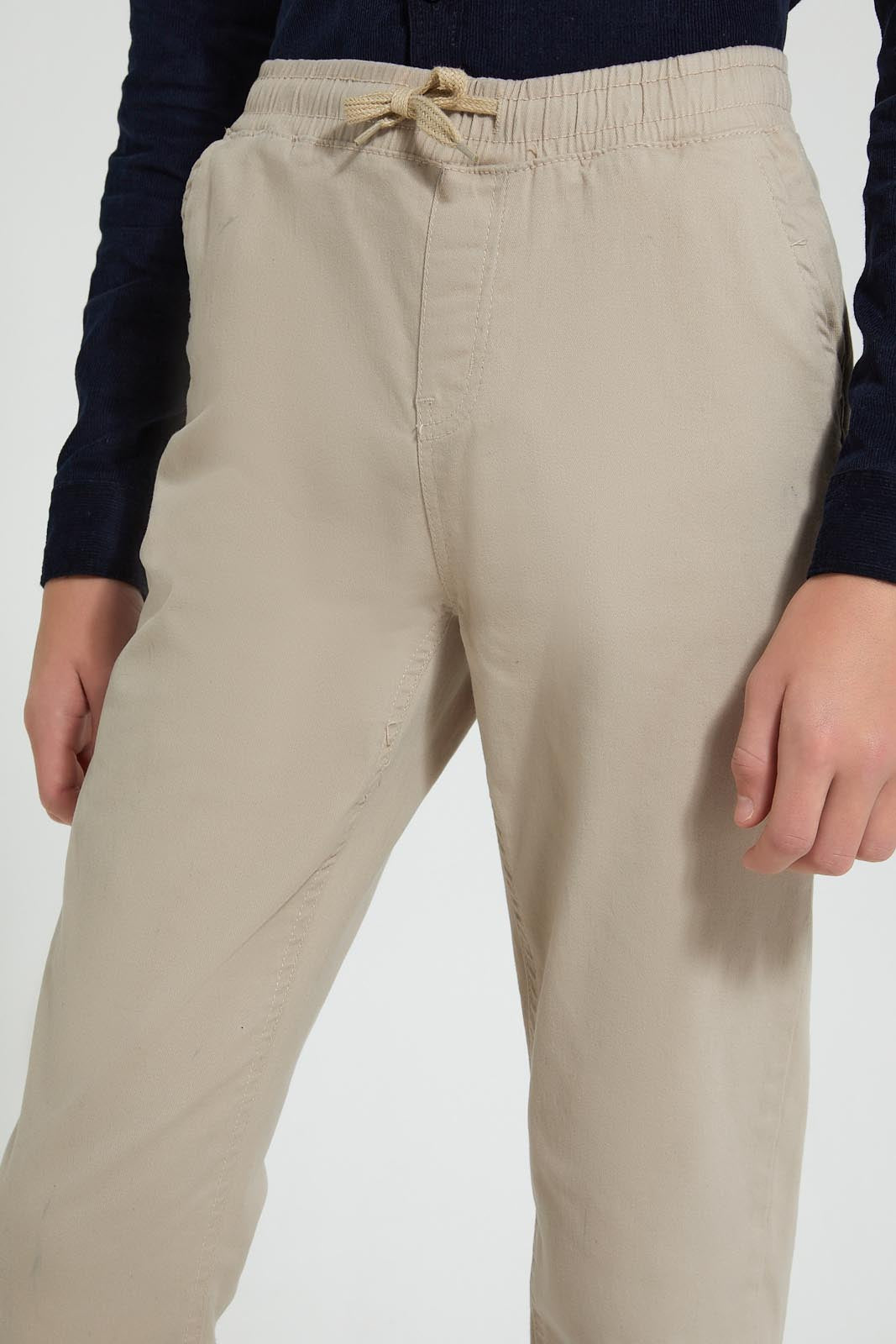 Redtag-Beige-Pull-On-Trouser-Joggers-Senior-Boys-9 to 14 Years