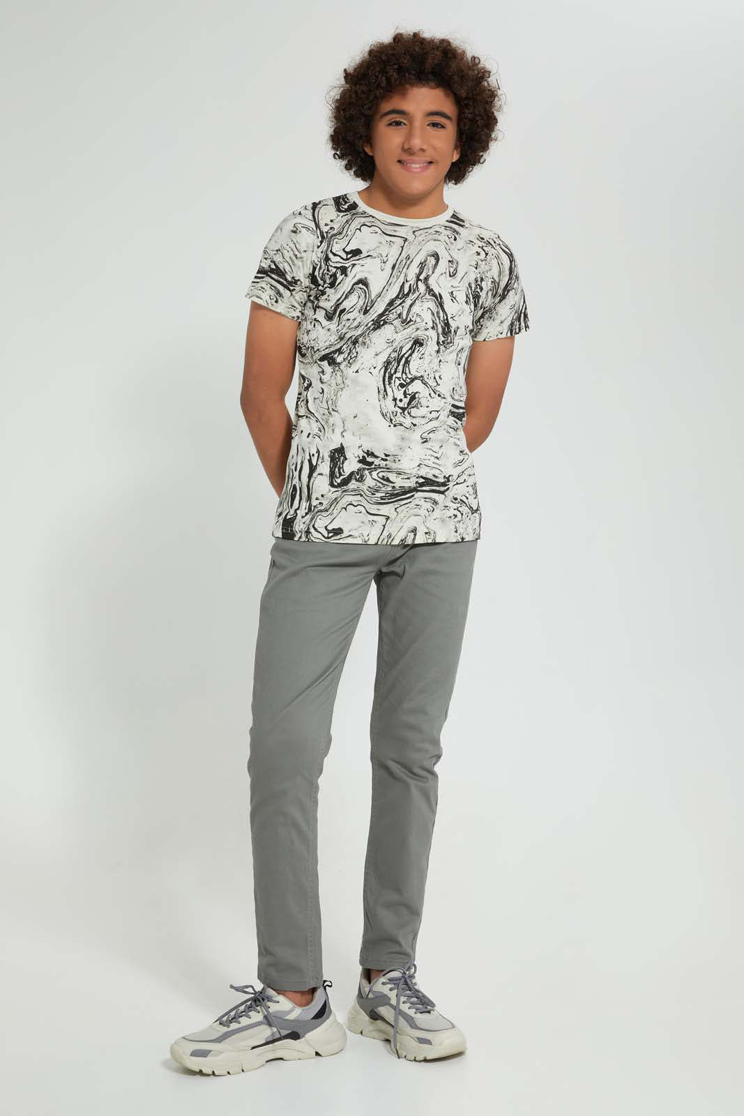 Redtag-Grey-Pull-On-Trouser-Joggers-Senior-Boys-9 to 14 Years