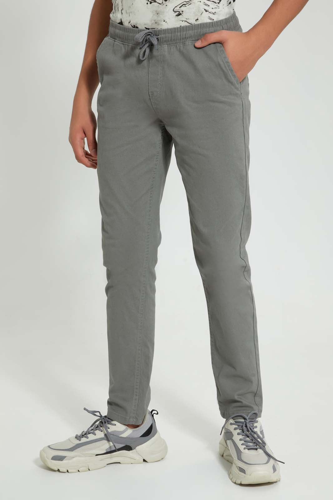 Redtag-Grey-Pull-On-Trouser-Joggers-Senior-Boys-9 to 14 Years