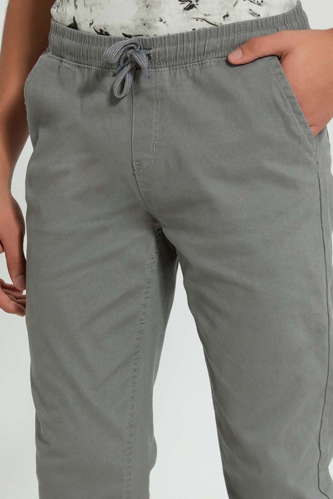Redtag-Grey-Pull-On-Trouser-Joggers-Senior-Boys-9 to 14 Years