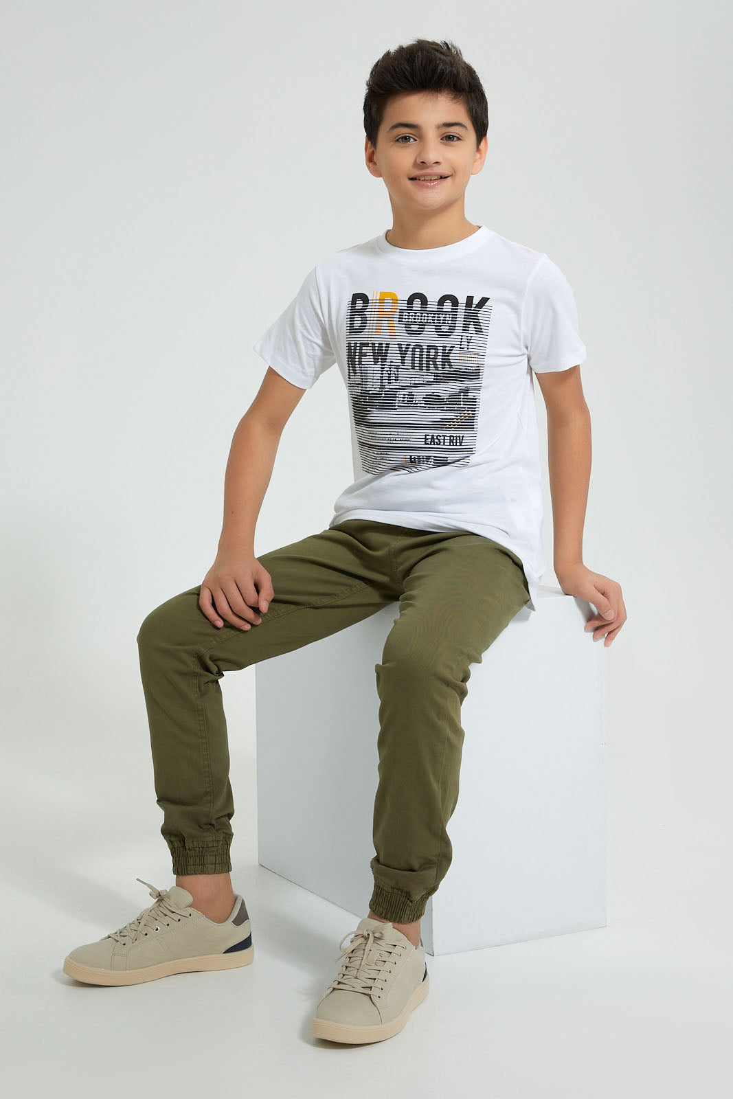 Redtag-Olive-Jogger-Trouser-Joggers-Senior-Boys-9 to 14 Years