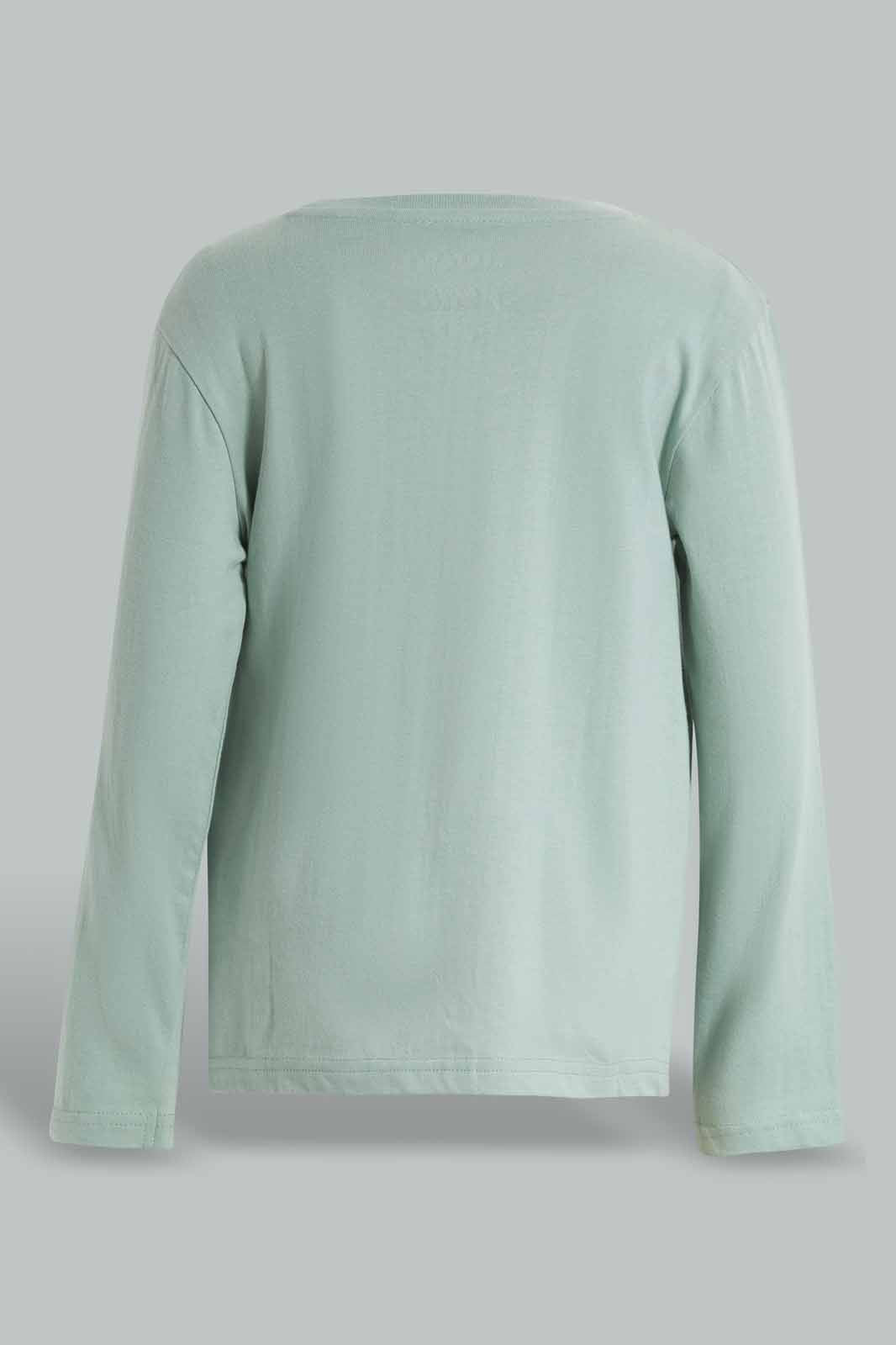 Redtag-Mint-Lion-Print-Long-Sleeve-T-shirt-BOY-T-Shirts,-Category:T-Shirts,-Colour:Mint,-Filter:Boys-(2-to-8-Yrs),-Non-Sale,-S22B,-Section:Boys-(0-to-14Yrs),-TBL-Boys-2 to 8 Years