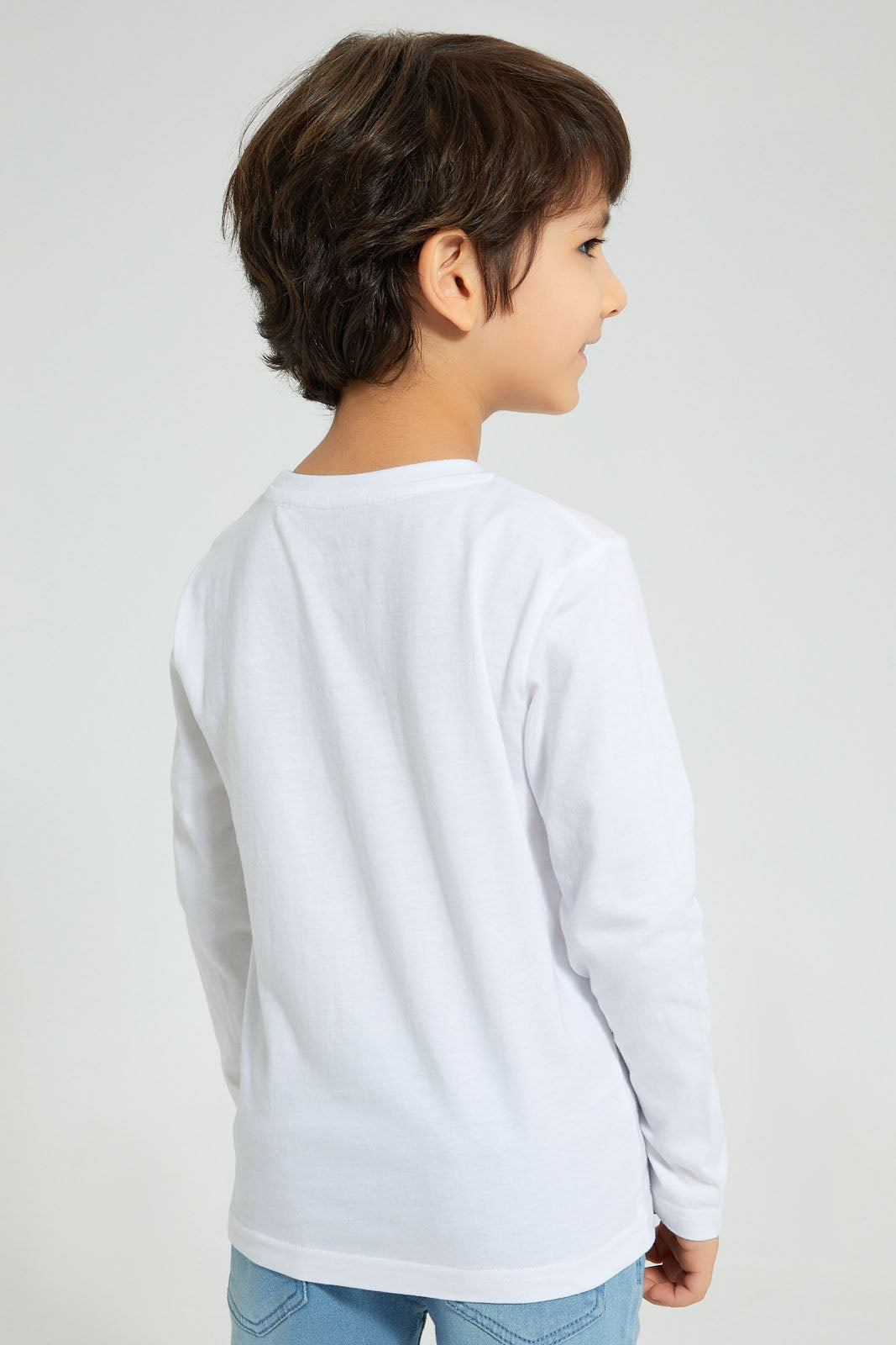 Redtag-White-Cactus-Print-Long-Sleeve-T-Shirt-Graphic-Prints-Boys-2 to 8 Years