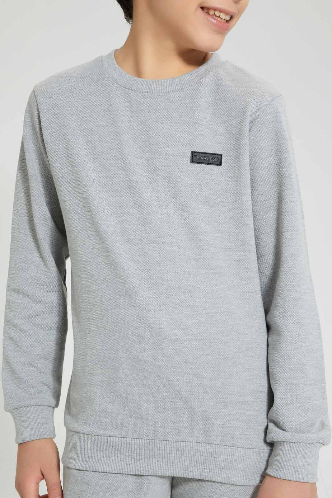 Redtag-Grey-Pique-SweaT-Shirt-Sweatshirts-Senior-Boys-9 to 14 Years