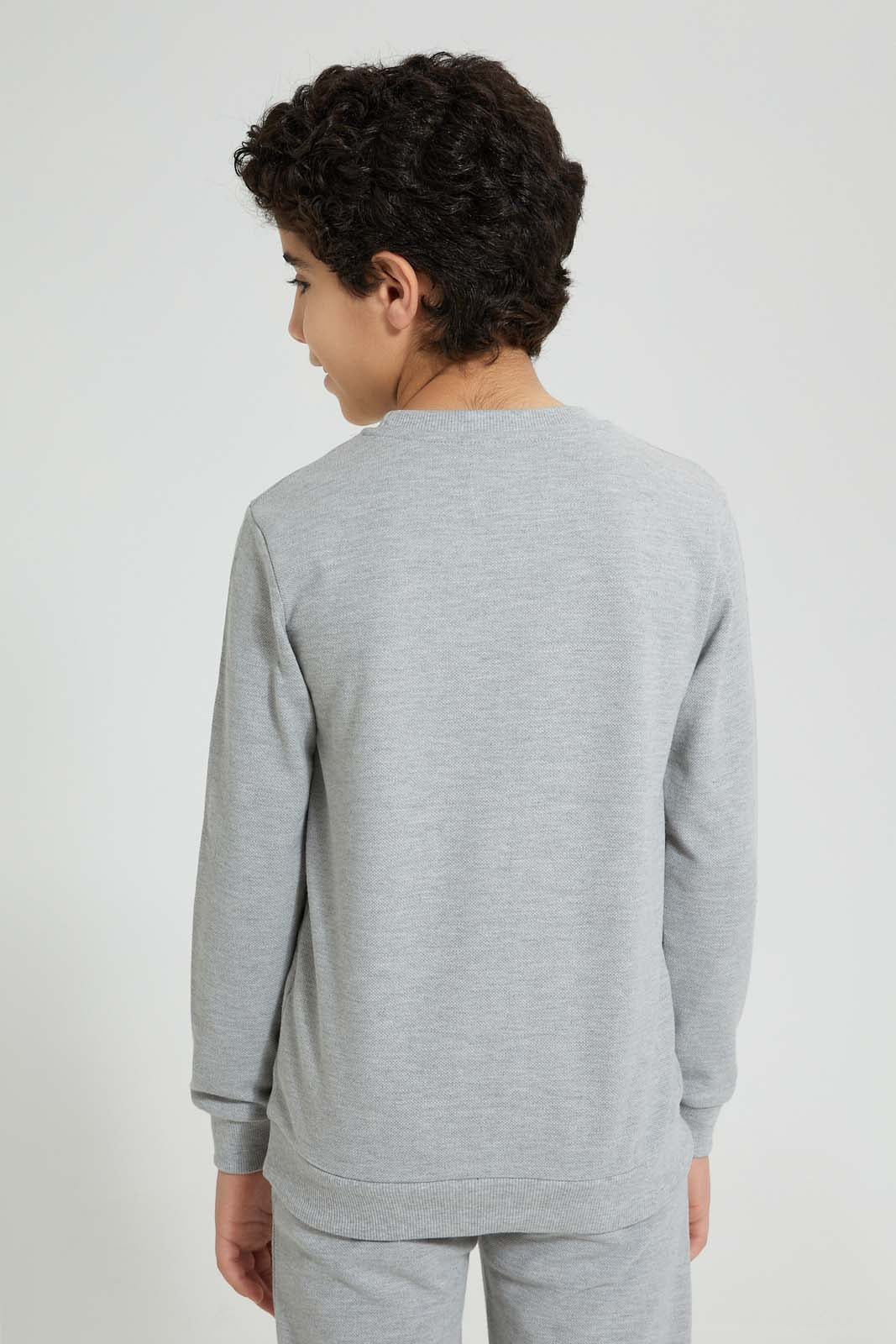 Redtag-Grey-Pique-SweaT-Shirt-Sweatshirts-Senior-Boys-9 to 14 Years