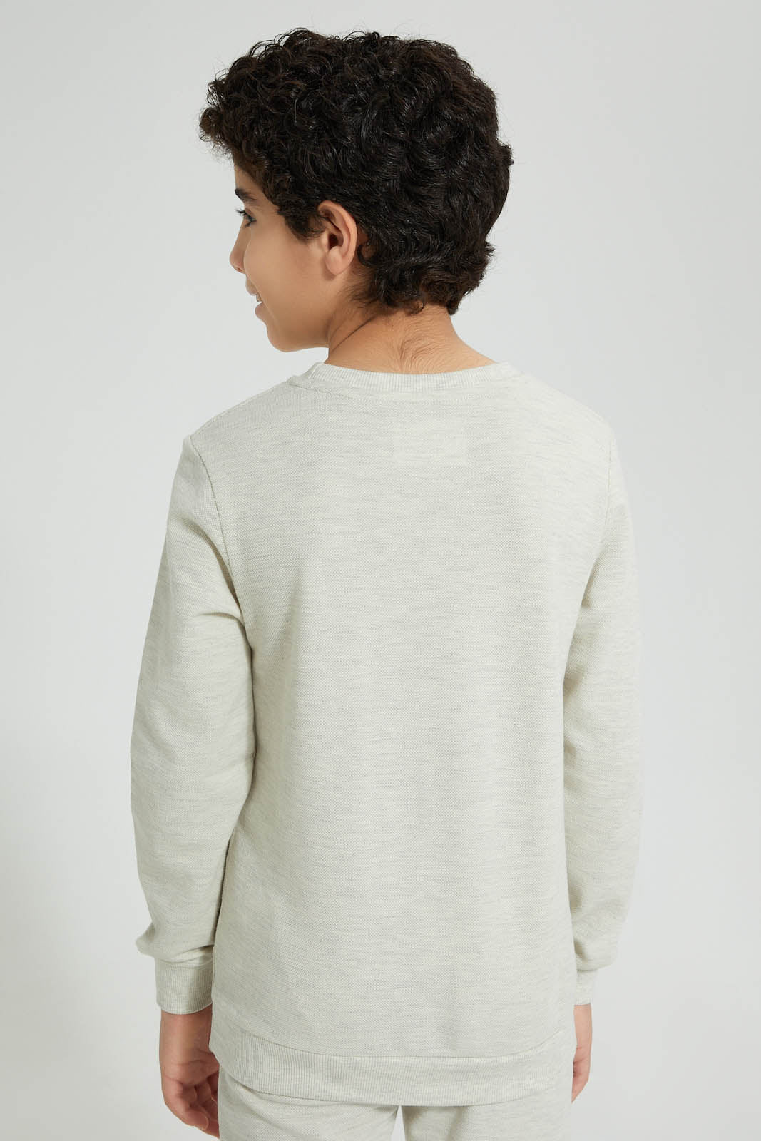 Redtag-Beige-Pique-SweaT-Shirt-Sweatshirts-Senior-Boys-9 to 14 Years