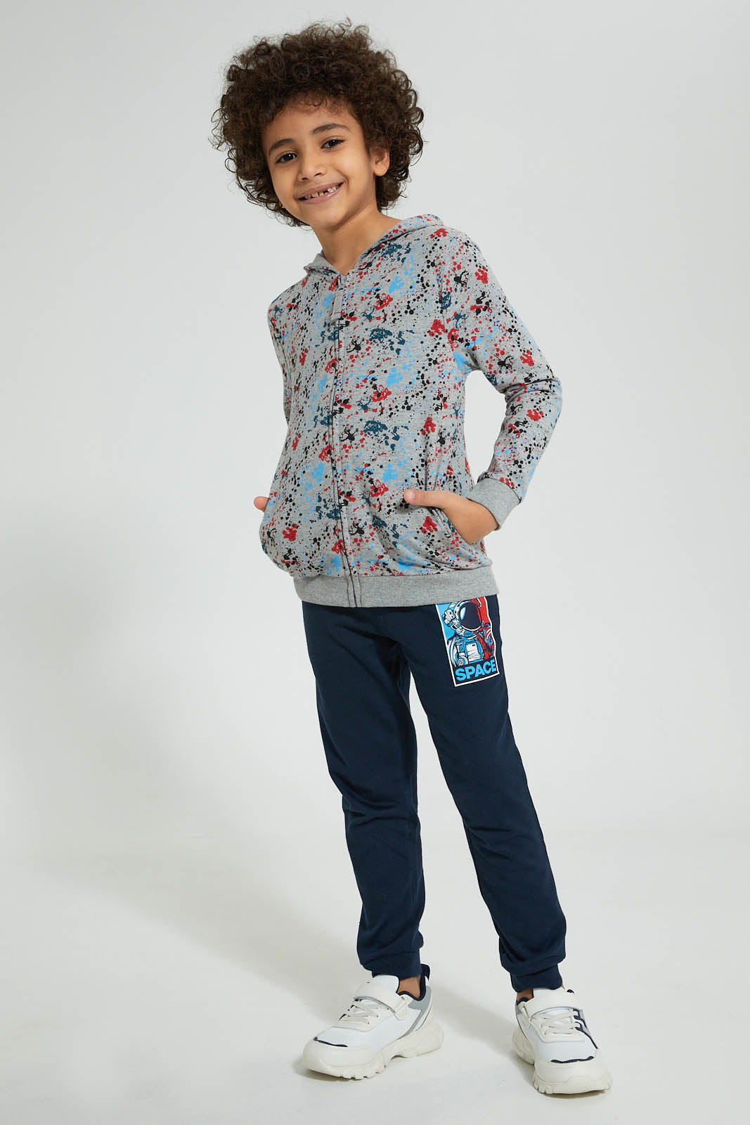 Redtag-Grey-Splat-Print-Hooded-Zip-Through-Sweat-Sweatshirts-Boys-2 to 8 Years