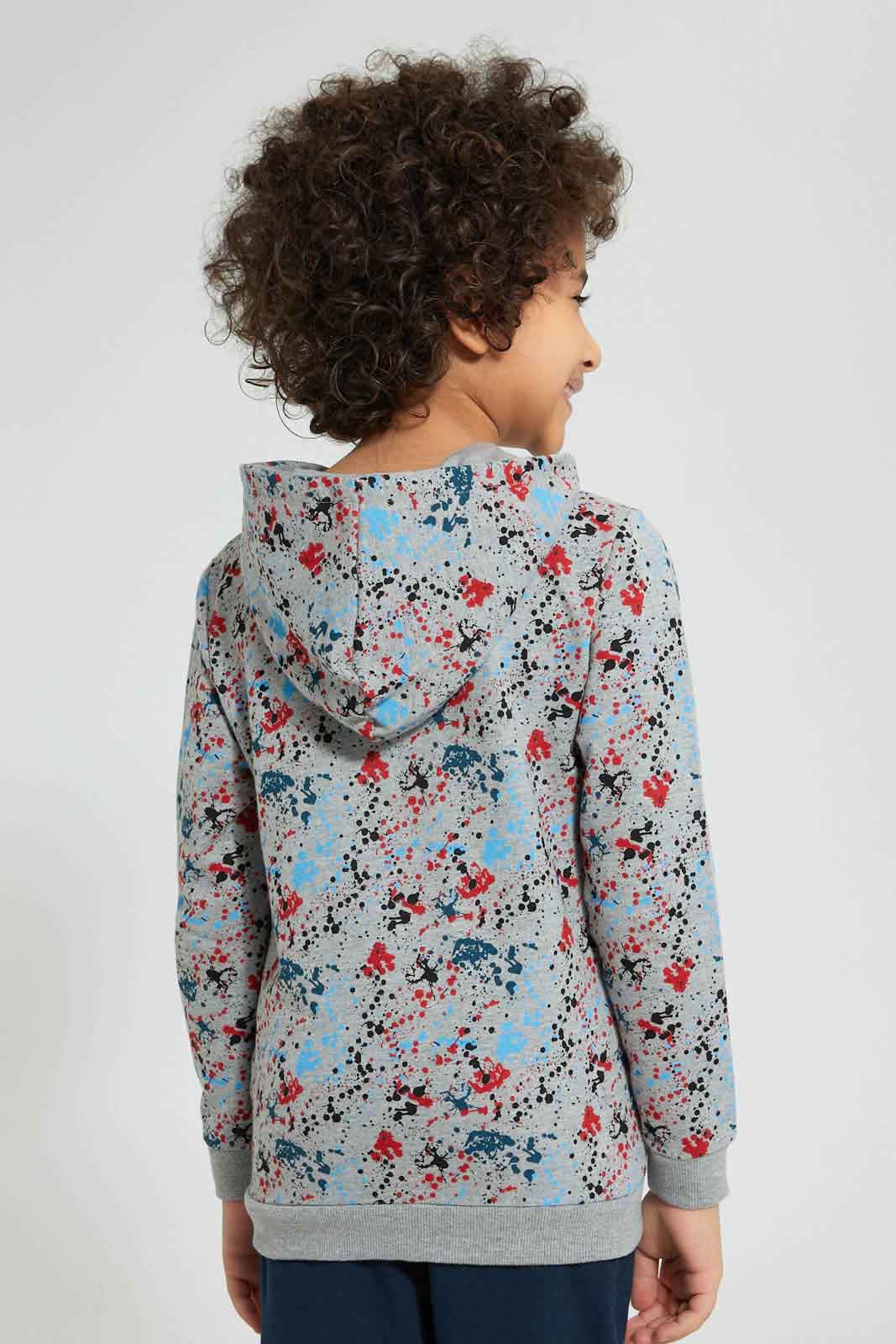 Redtag-Grey-Splat-Print-Hooded-Zip-Through-Sweat-Sweatshirts-Boys-2 to 8 Years